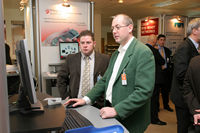 A visitor tries out a new RFID system